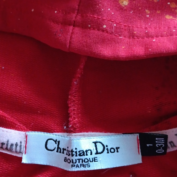 Christian Dior Boutique Paris Baby Zip-Up Hoodie Red Paint Splatter  0-3 NWOT - Picture 3 of 8